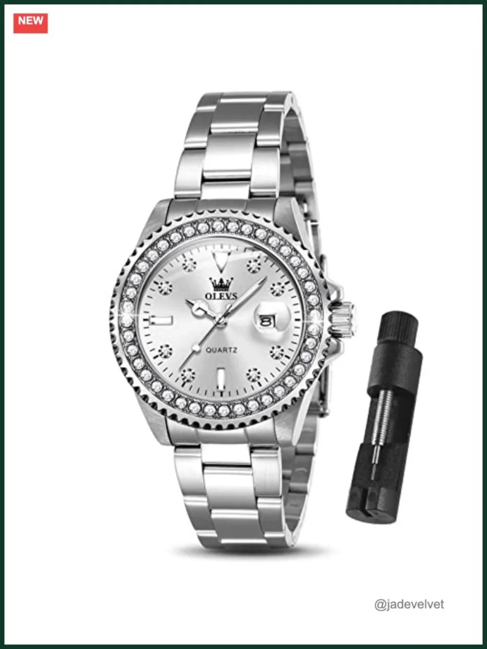 Ladies Silver Stainless Steel Watch Small Wrist Waterproof Quartz Diamond Analog